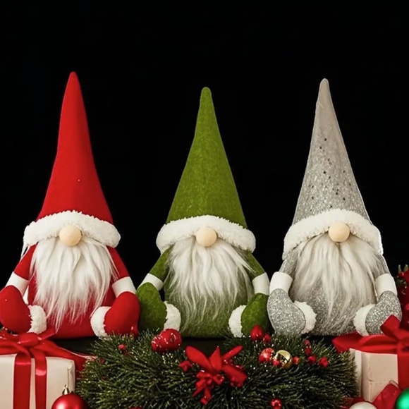 Christmas Gnomes - Set of Three - Each is about 10" - 11" With Hat - Brand New - Picture 2 of 5